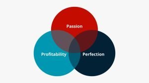 Hedgehog concept - Venn diagram of passion, perfection, profitability